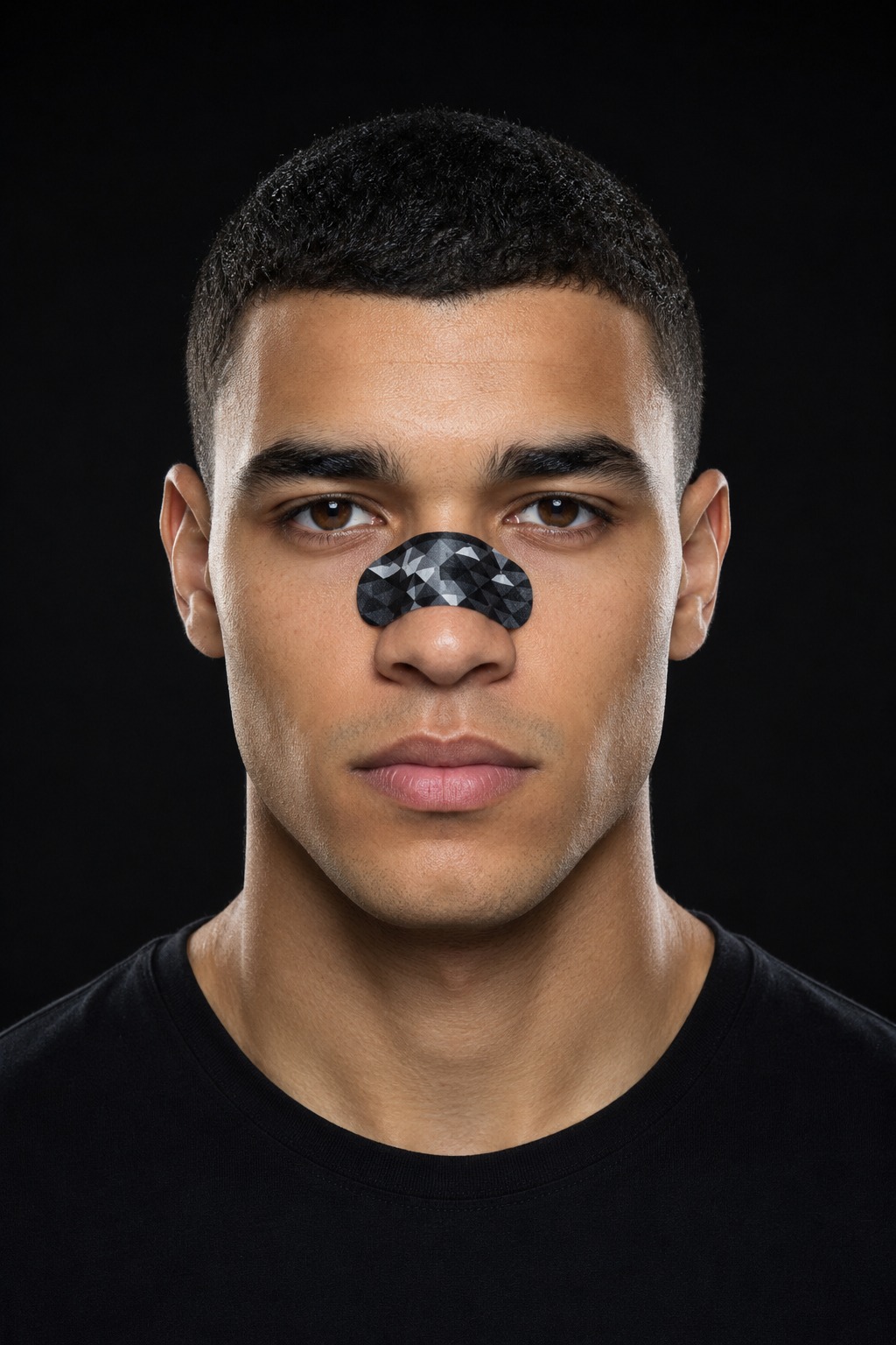 Person wearing the AI Blocker strip on the nose bridge